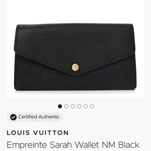 Louis Vuitton Sarah Wallet with box, dust bag, and gift bag!